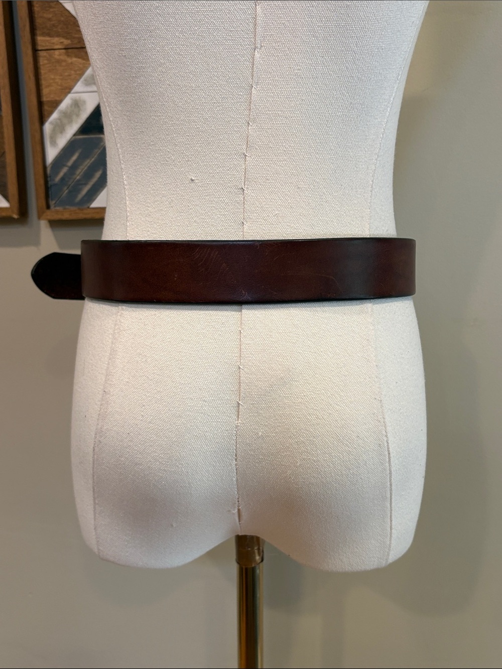 Vintage Ralph Lauren 90s Brown Leather Equestrian Belt Brass Buckle size Medium - Picture 5 of 16